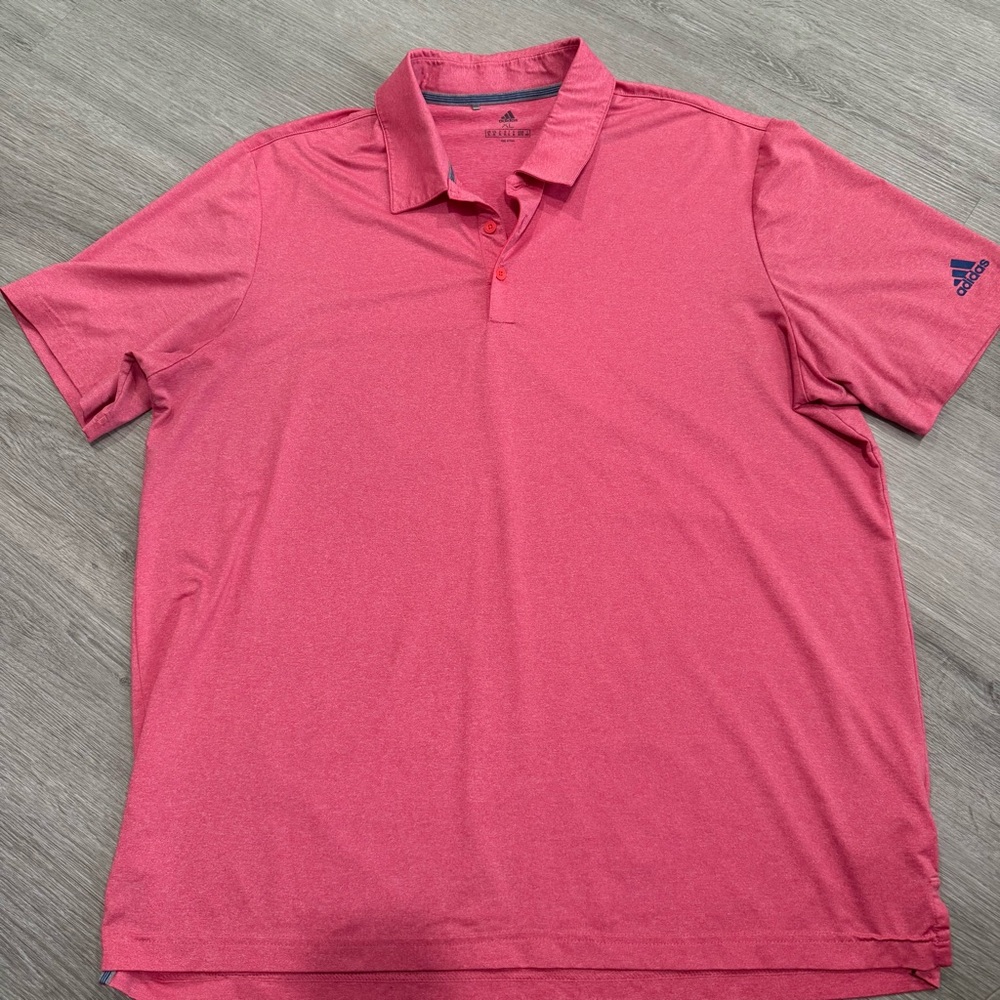 Adidas Men's Pink/Red Polo Shirt